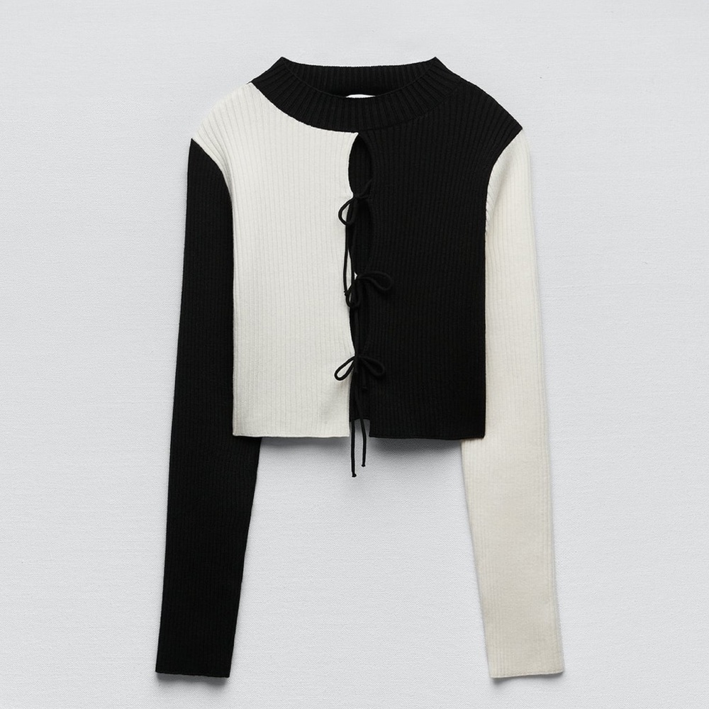 NWOT Zara Bow Trim Knit Sweater